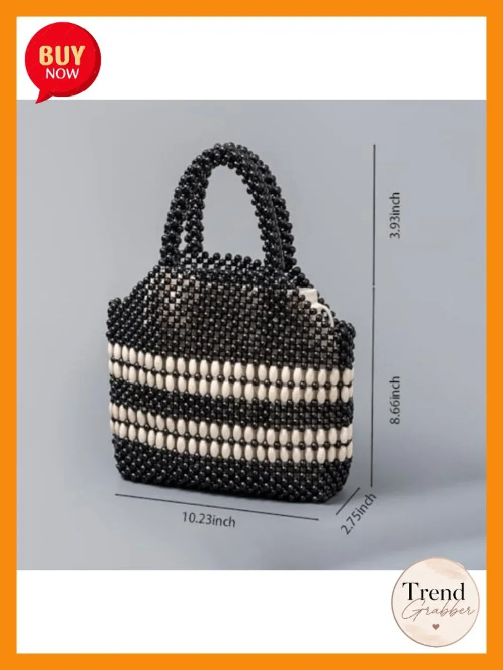 Wooden Beaded Bag Woven Purse Tote Handbag Clutch Top Handle